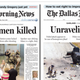 Front pages of the Dallas Morning News for Monday (left) and Tuesday did not show the cartoons that triggered the violence.
The Dallas Morning News